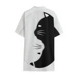 Black And White Cat Yin Yang Print Cotton Hawaiian Shirt