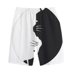 Black And White Cat Yin Yang Print Cotton Shorts