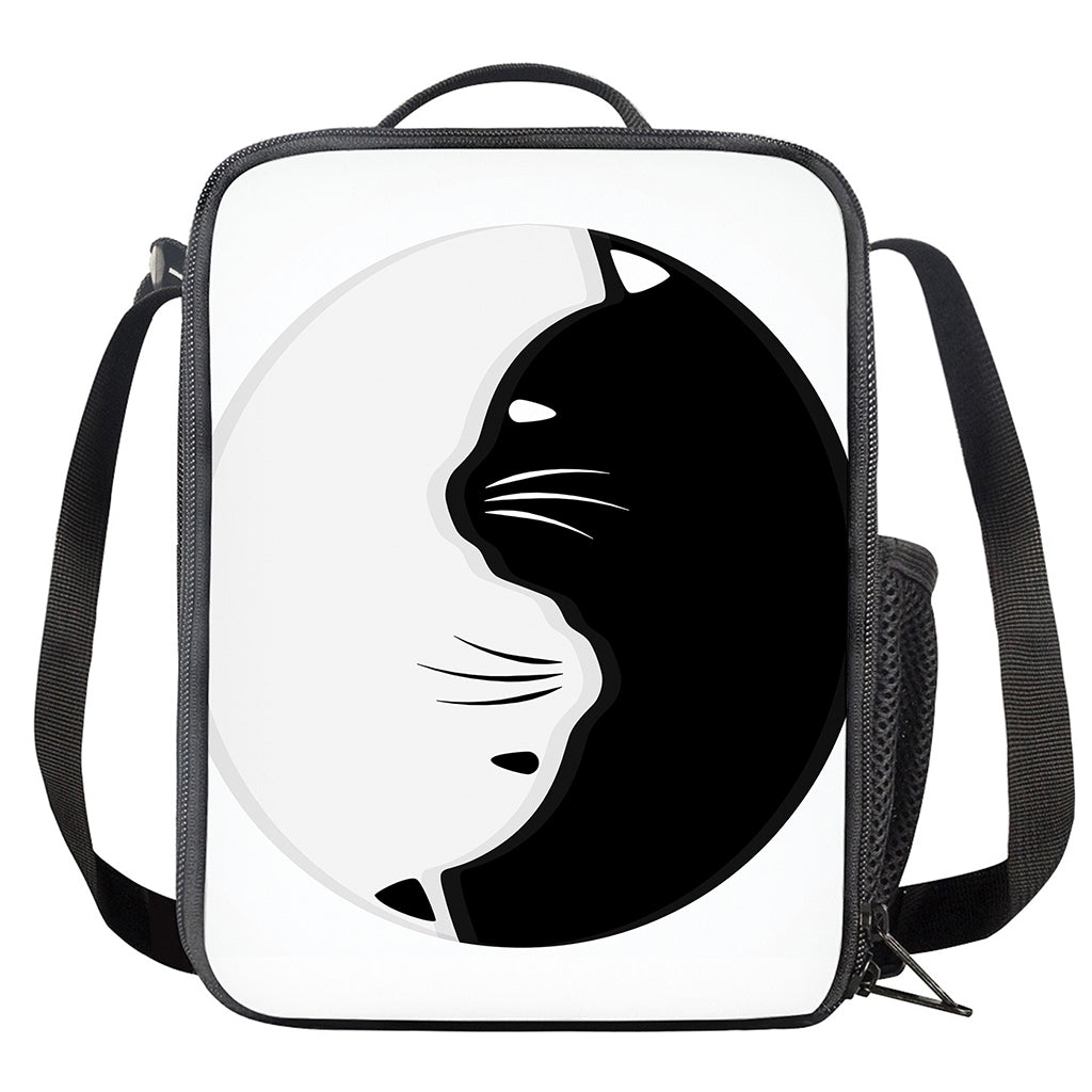 Black And White Cat Yin Yang Print Crossbody Lunch Bag