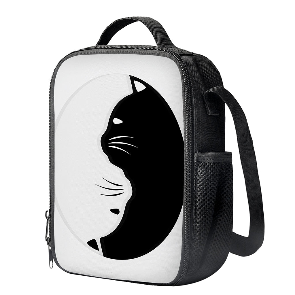 Black And White Cat Yin Yang Print Crossbody Lunch Bag