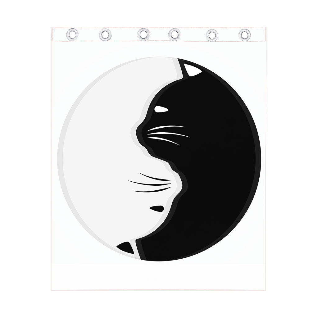 Black And White Cat Yin Yang Print Curtain