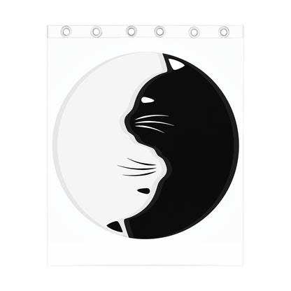 Black And White Cat Yin Yang Print Curtain