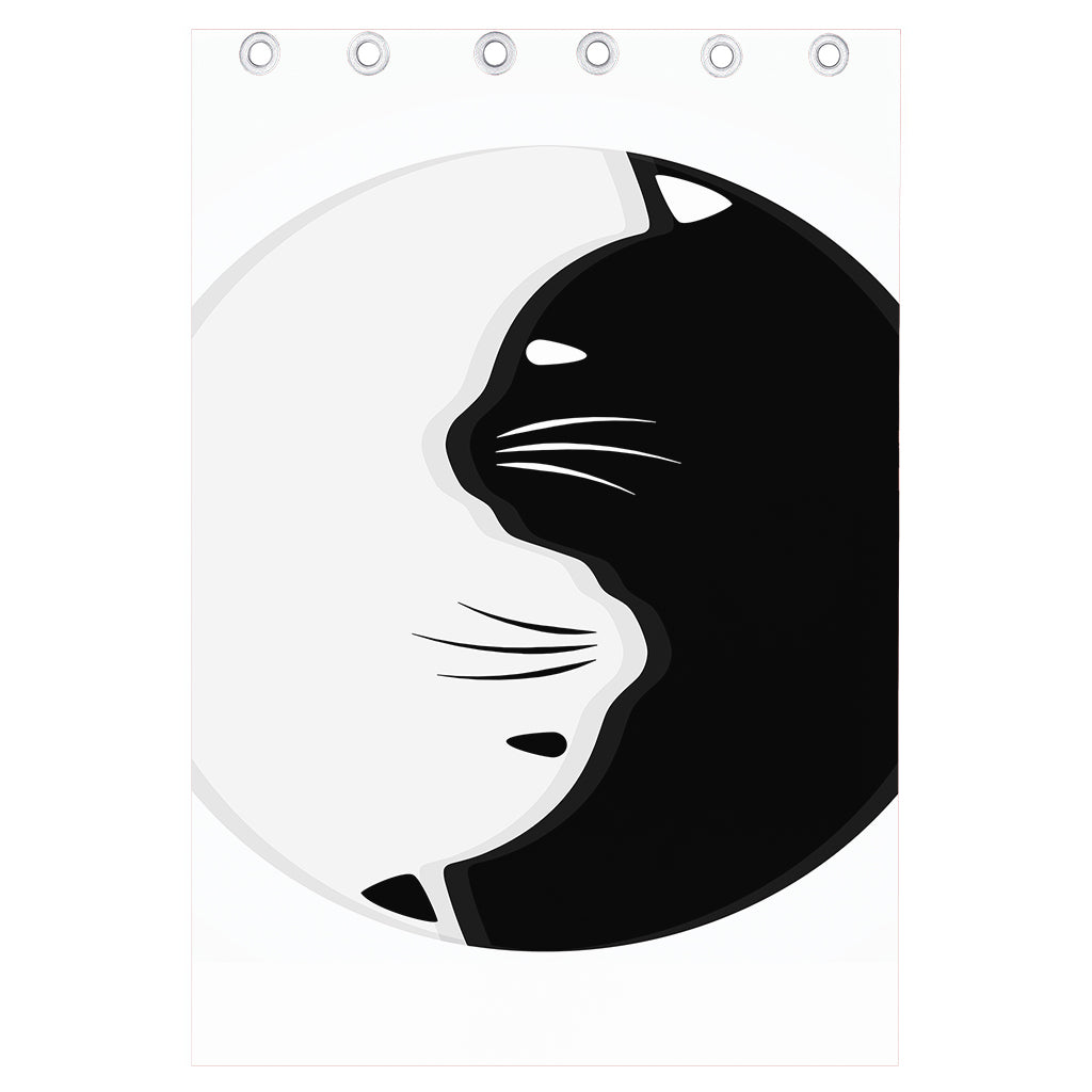 Black And White Cat Yin Yang Print Curtain