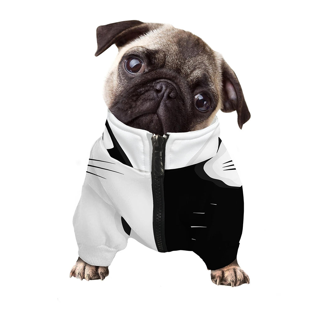 Black And White Cat Yin Yang Print Dog Zip Up Jacket