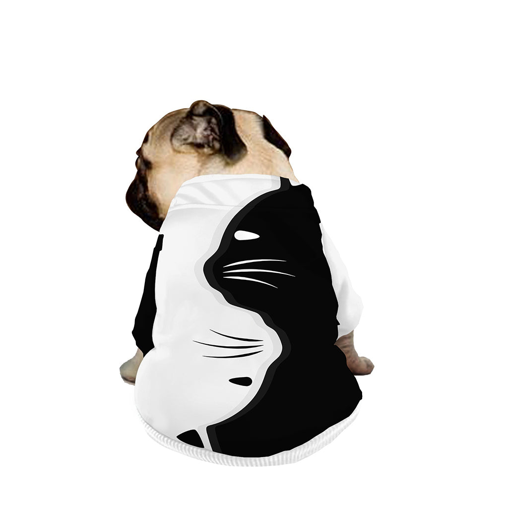 Black And White Cat Yin Yang Print Dog Zip Up Jacket