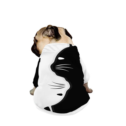 Black And White Cat Yin Yang Print Dog Zip Up Jacket
