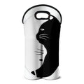 Black And White Cat Yin Yang Print Double Neoprene Wine Tote