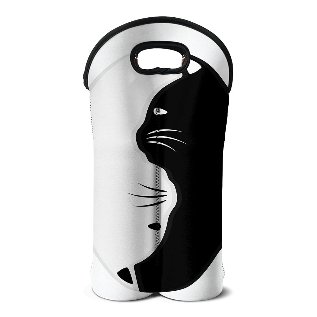 Black And White Cat Yin Yang Print Double Neoprene Wine Tote