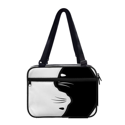 Black And White Cat Yin Yang Print Double Strap Bible Bag