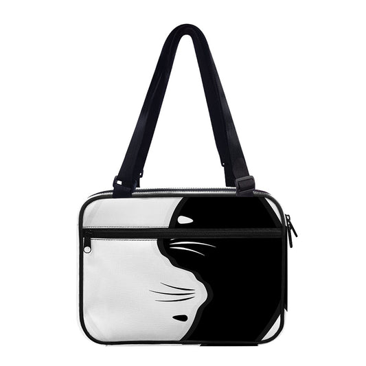 Black And White Cat Yin Yang Print Double Strap Bible Bag
