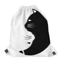 Black And White Cat Yin Yang Print Drawstring Bag