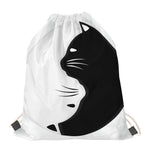 Black And White Cat Yin Yang Print Drawstring Bag