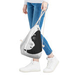 Black And White Cat Yin Yang Print Drawstring Bag