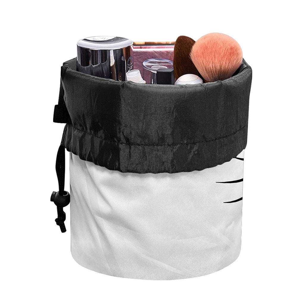 Black And White Cat Yin Yang Print Drawstring Makeup Bag