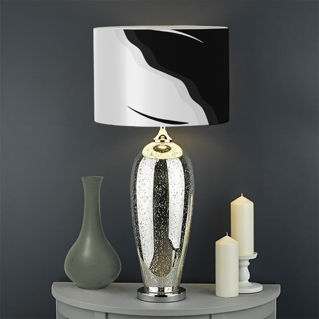 Black And White Cat Yin Yang Print Drum Lamp Shade