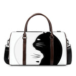 Black And White Cat Yin Yang Print Duffle Bag