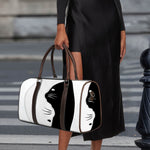 Black And White Cat Yin Yang Print Duffle Bag