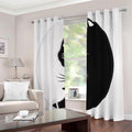 Black And White Cat Yin Yang Print Extra Wide Grommet Curtains