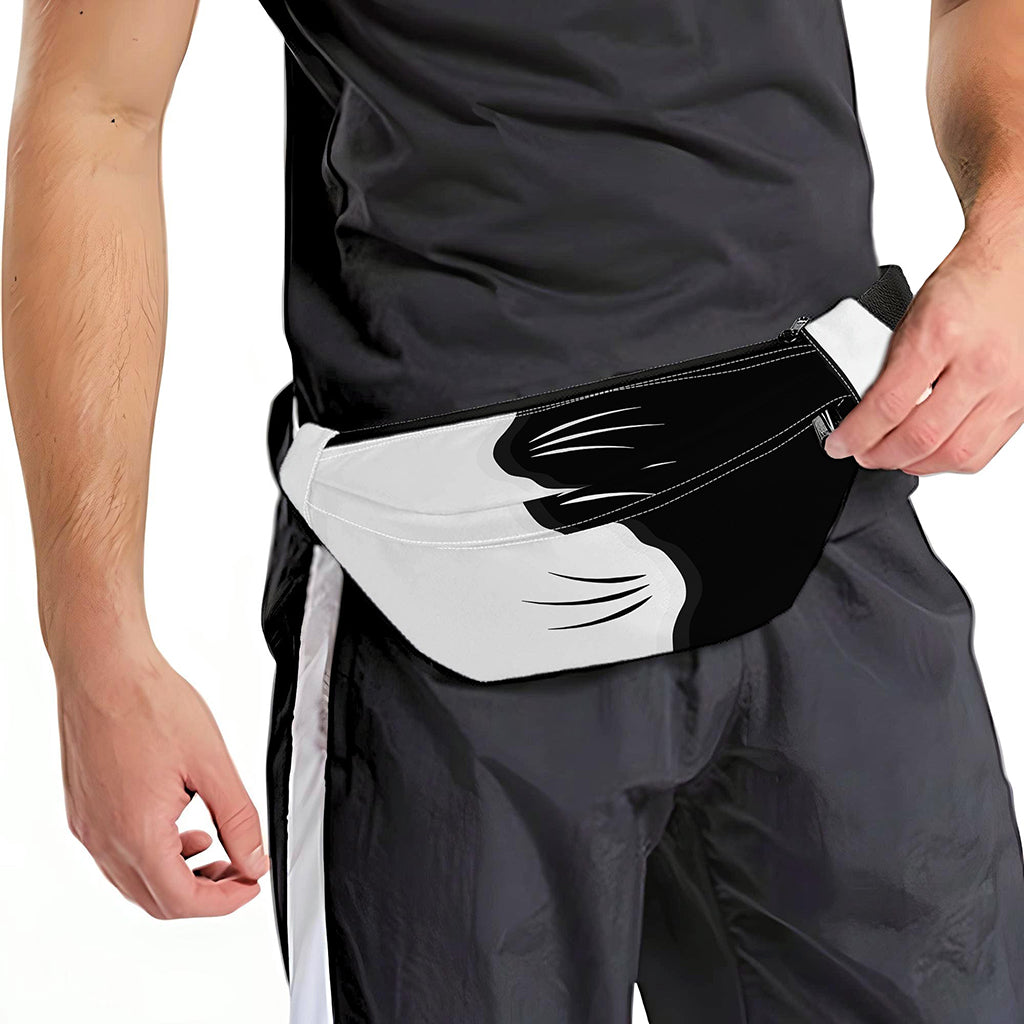 Black And White Cat Yin Yang Print Fanny Pack