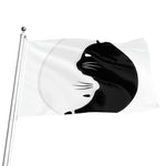 Black And White Cat Yin Yang Print Flag