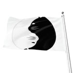 Black And White Cat Yin Yang Print Flag