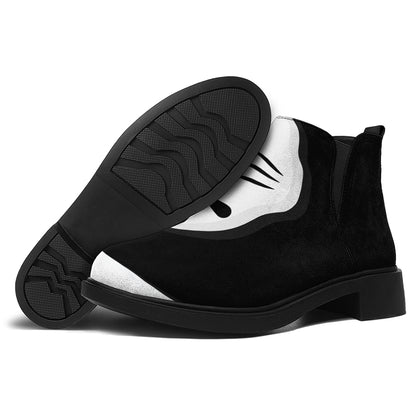 Black And White Cat Yin Yang Print Flat Ankle Boots