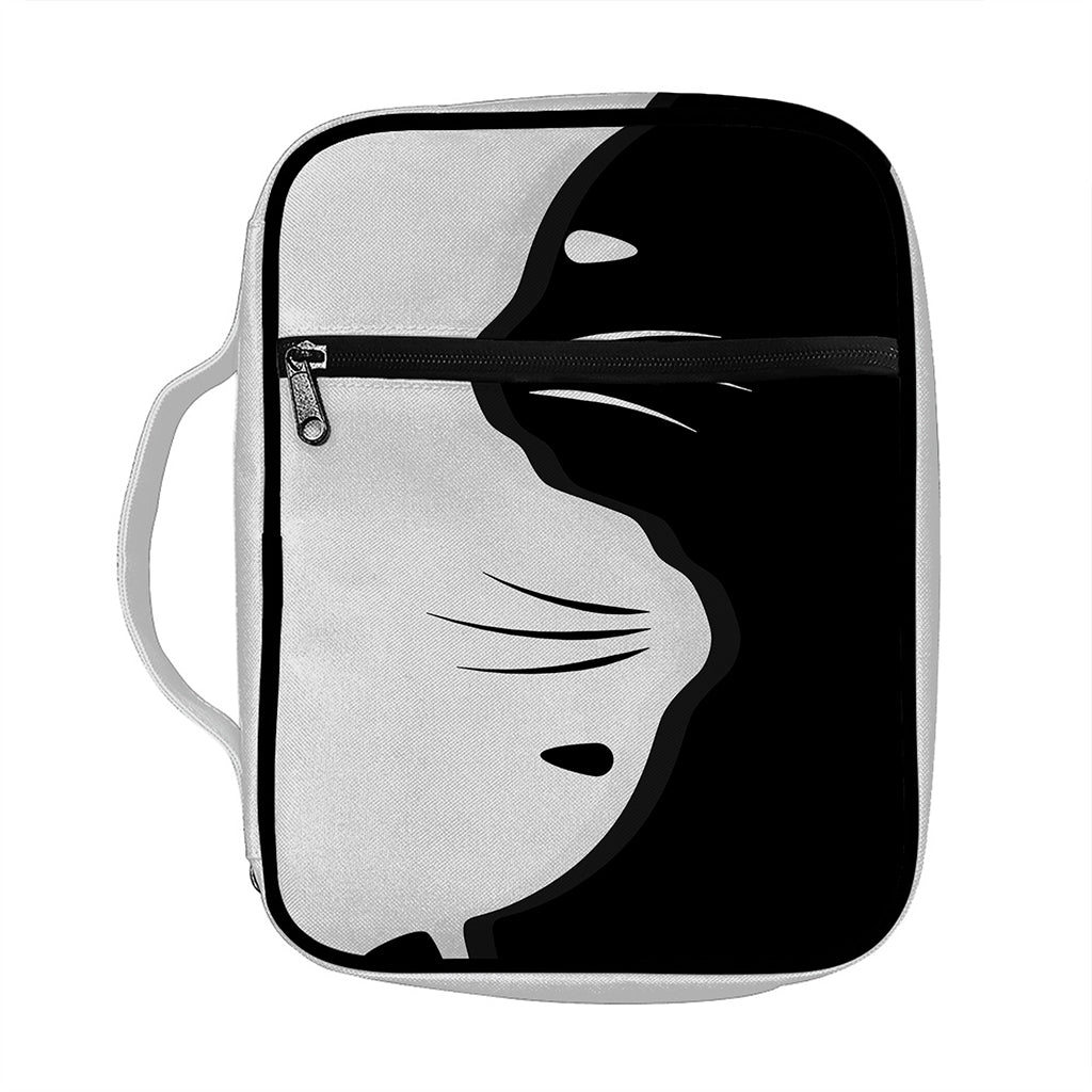 Black And White Cat Yin Yang Print Front Pocket Bible Bag