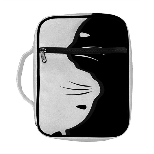 Black And White Cat Yin Yang Print Front Pocket Bible Bag