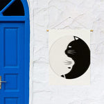 Black And White Cat Yin Yang Print Garden Flag