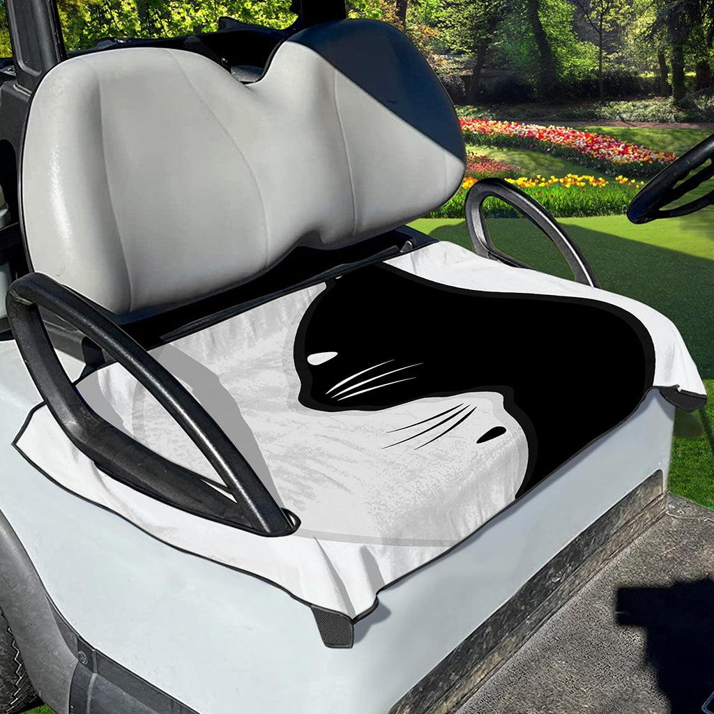 Black And White Cat Yin Yang Print Golf Cart Seat Cover