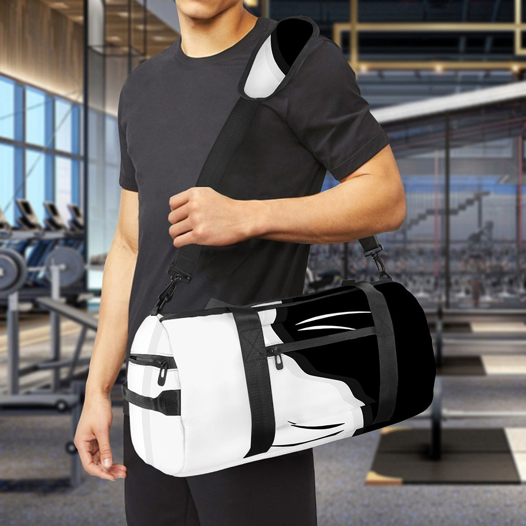 Black And White Cat Yin Yang Print Gym Bag