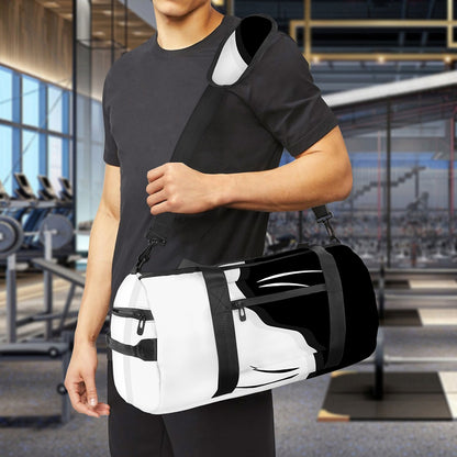 Black And White Cat Yin Yang Print Gym Bag