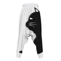 Black And White Cat Yin Yang Print Hammer Pants