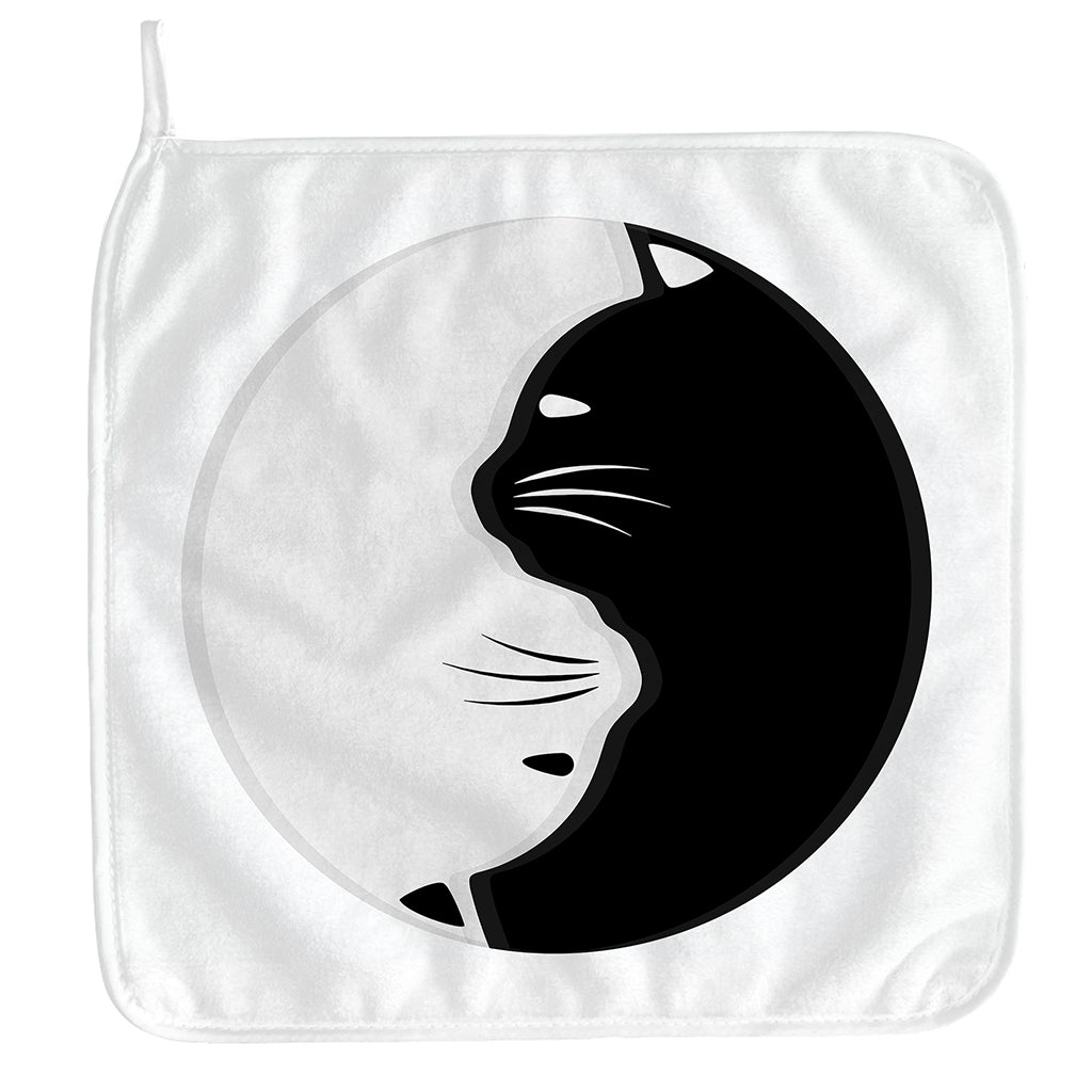 Black And White Cat Yin Yang Print Hand Towel