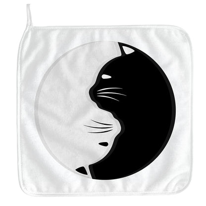Black And White Cat Yin Yang Print Hand Towel