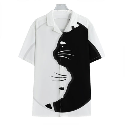 Black And White Cat Yin Yang Print Hawaiian Shirt
