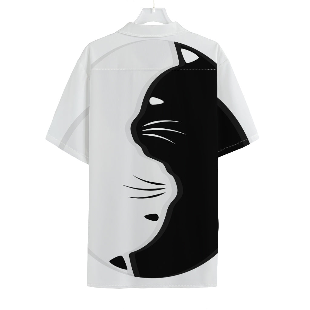 Black And White Cat Yin Yang Print Hawaiian Shirt