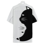 Black And White Cat Yin Yang Print Hawaiian Shirt