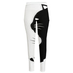 Black And White Cat Yin Yang Print High-Waisted Pocket Leggings