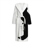 Black And White Cat Yin Yang Print Hooded Bathrobe