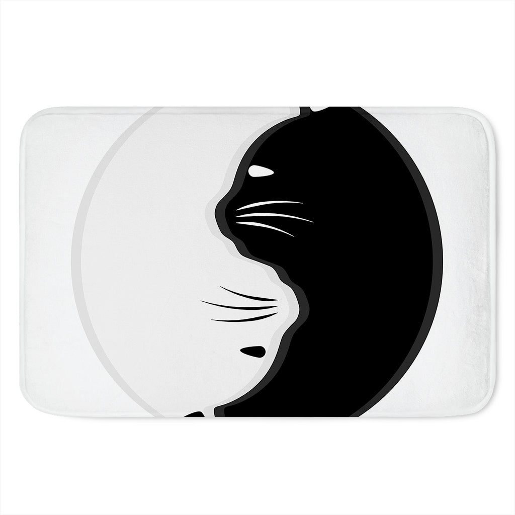 Black And White Cat Yin Yang Print Indoor Door Mat