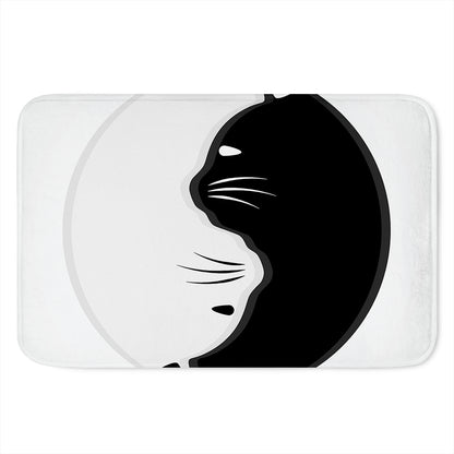 Black And White Cat Yin Yang Print Indoor Door Mat