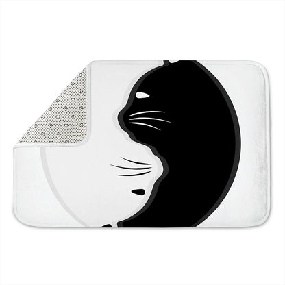 Black And White Cat Yin Yang Print Indoor Door Mat