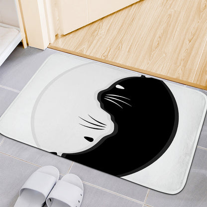 Black And White Cat Yin Yang Print Indoor Door Mat