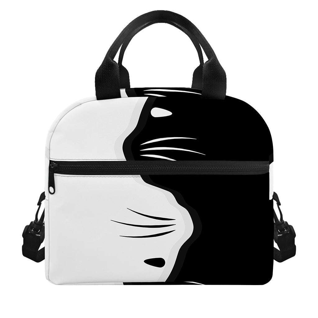 Black And White Cat Yin Yang Print Insulated Lunch Bag