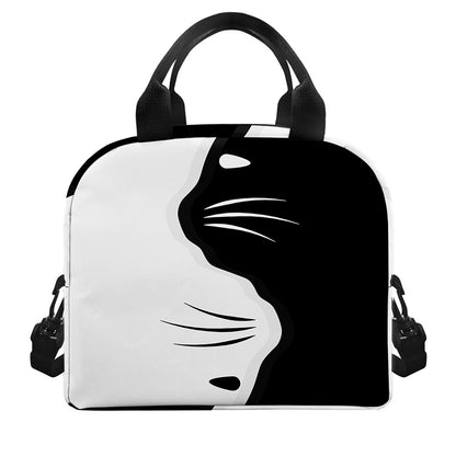Black And White Cat Yin Yang Print Insulated Lunch Bag
