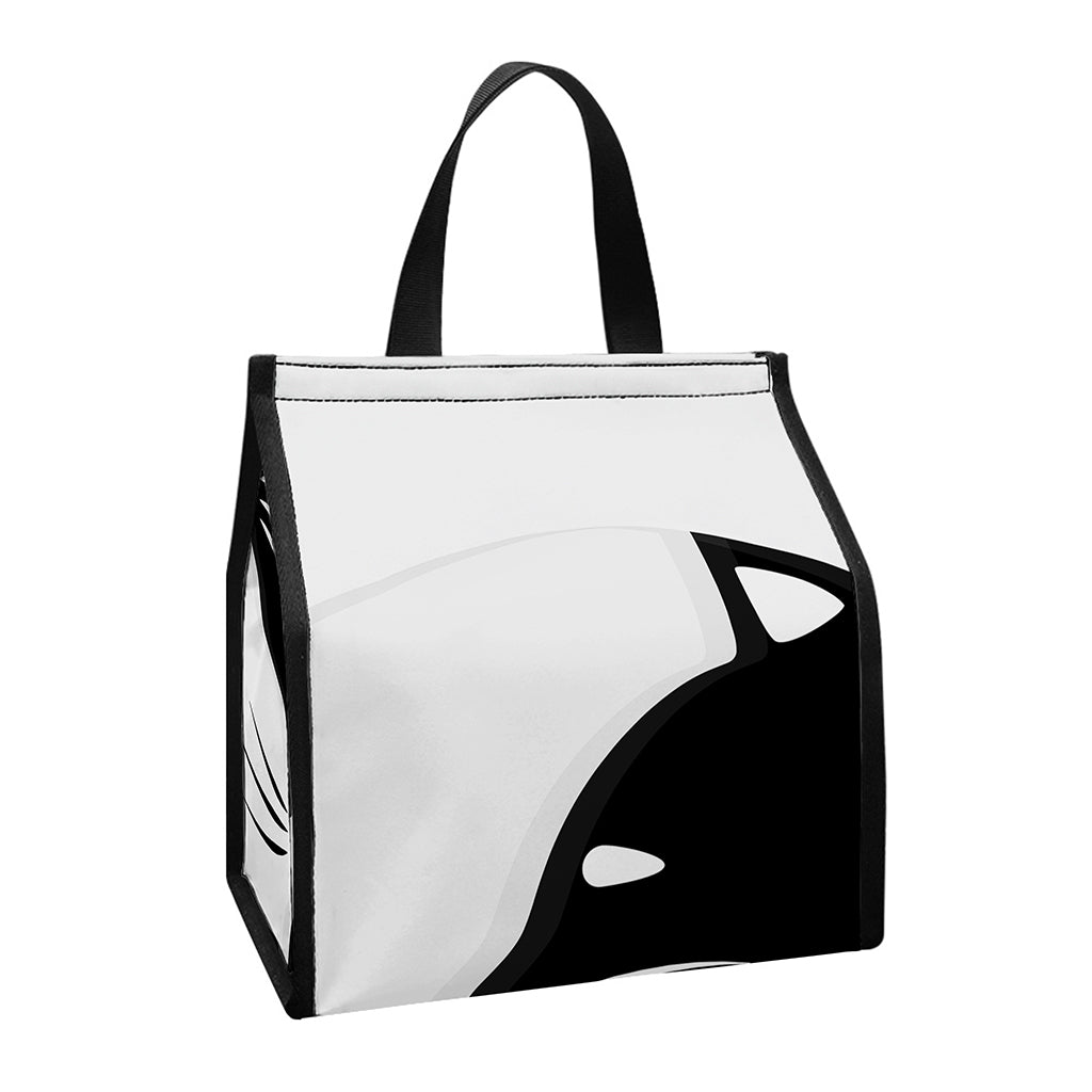 Black And White Cat Yin Yang Print Insulated Lunch Tote