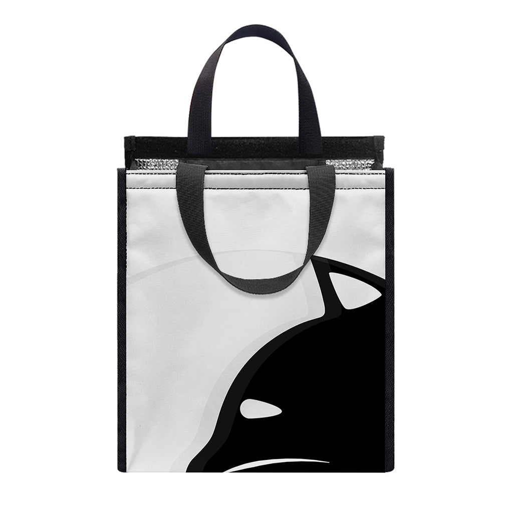 Black And White Cat Yin Yang Print Insulated Lunch Tote