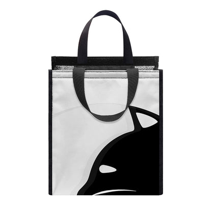 Black And White Cat Yin Yang Print Insulated Lunch Tote