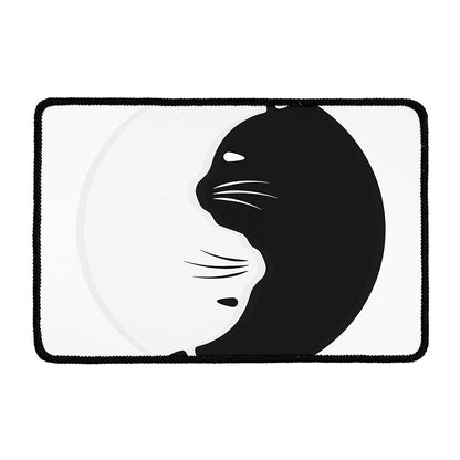 Black And White Cat Yin Yang Print Kitchen Mat